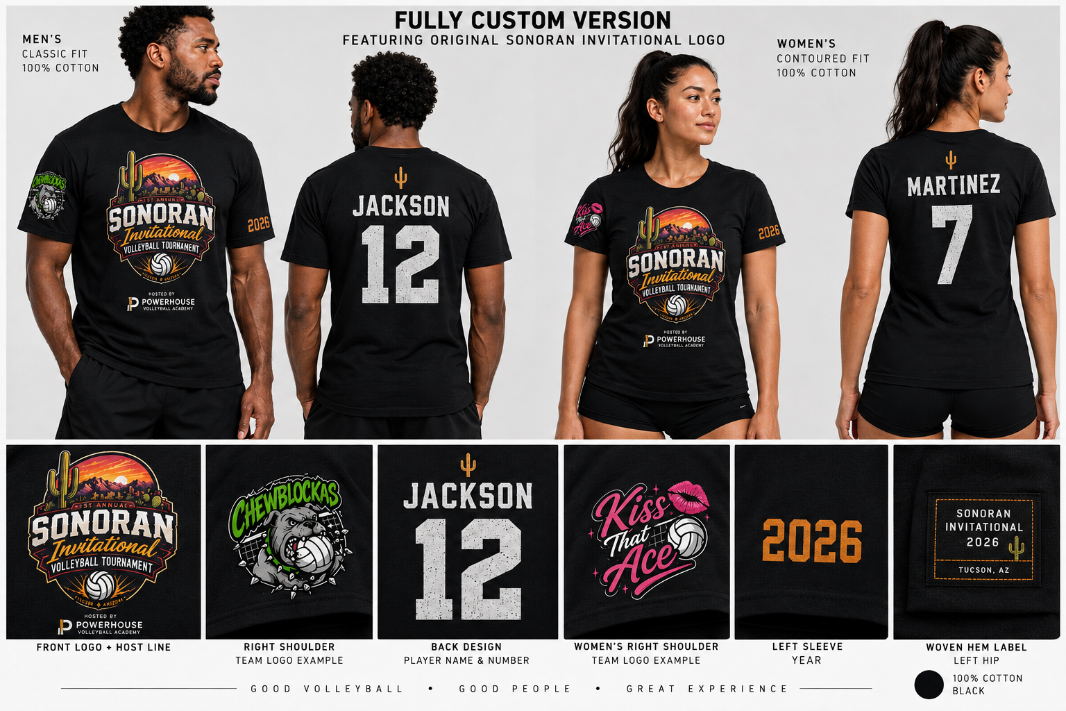 Fully custom team tee mockup for the Sonoran Invitational
