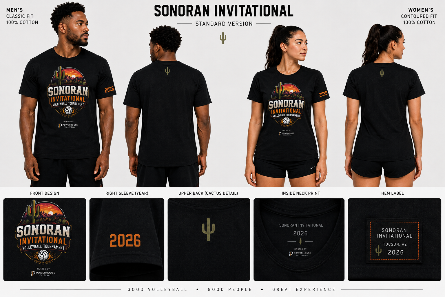 Standard tee mockup for the Sonoran Invitational
